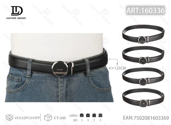 Cinturón para caballero con hebilla automática de acrílico 4x125cm
