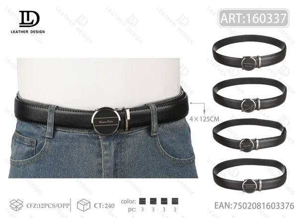 Cinturón para caballero con hebilla automática de acrílico 4x125cm