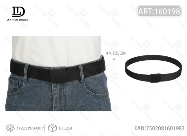 Cinturón trenzado con hebilla de plástico para caballero 4.0x125cm