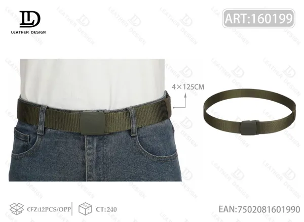 Cinturón trenzado con hebilla de plástico para caballero 4.0x125cm