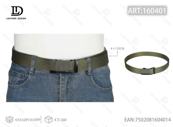 Cinturón trenzado para caballero con hebilla automática de hierro 4.0*125cm