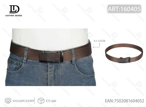 Cinturón trenzado para caballero con hebilla automática de hierro 4.0*125cm