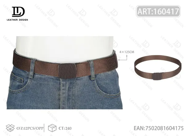 Cinturón trenzado para caballero con hebilla automática de hierro 4.0*125cm