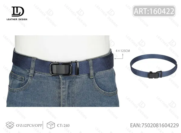 Cinturón trenzado para caballero con hebilla automática de hierro negro 4.0*125cm