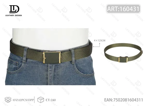 Cinturón trenzado para caballero con hebilla automática de metal dorada 4.0cm
