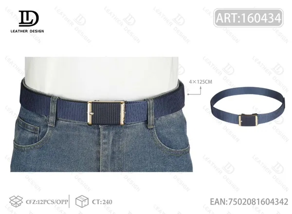 Cinturón trenzado para caballero con hebilla automática de metal dorada 4.0cm