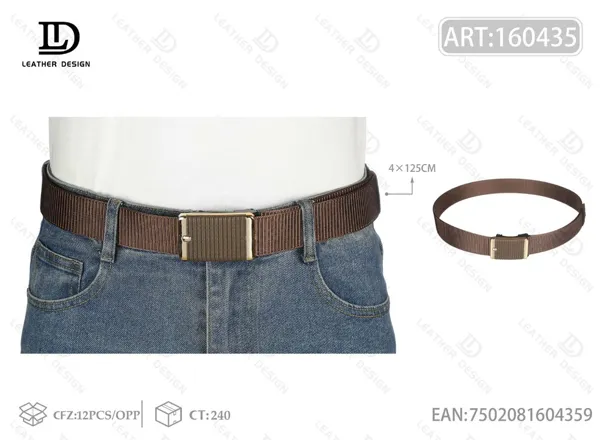 Cinturón trenzado para caballero con hebilla automática de metal dorada 4.0cm