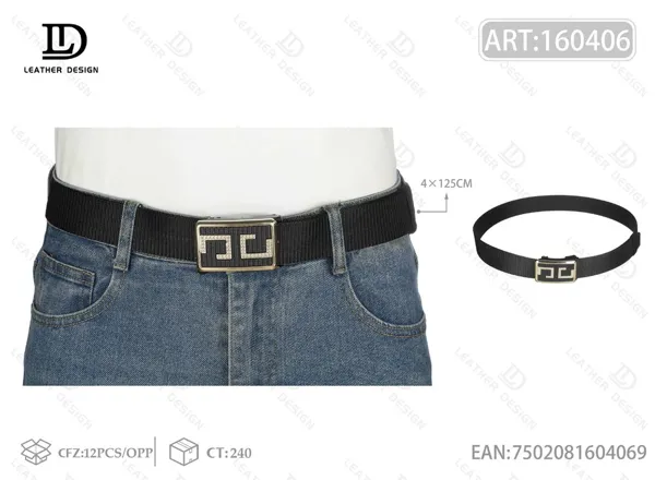 Cinturón trenzado para caballero estampado con hebilla automática de metal 4.0cm