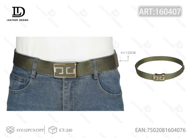 Cinturón trenzado para caballero estampado con hebilla automática de metal 4.0cm