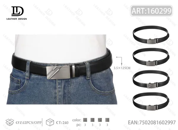 Cinturón de piel genuina para caballero con hebilla automática 4.0cm