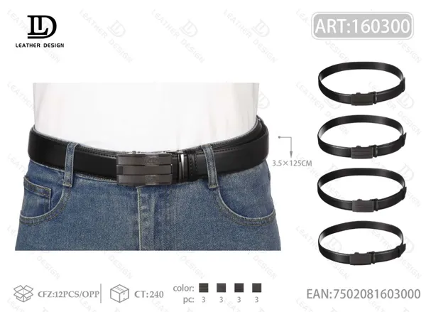 Cinturón de piel genuina para caballero con hebilla automática 4.0cm
