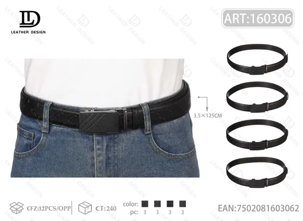 Cinturón de piel genuina para caballero con hebilla automática 4.0cm