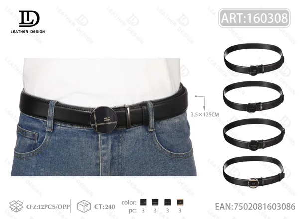 Cinturón de piel genuina para caballero con hebilla automática 4.0cm