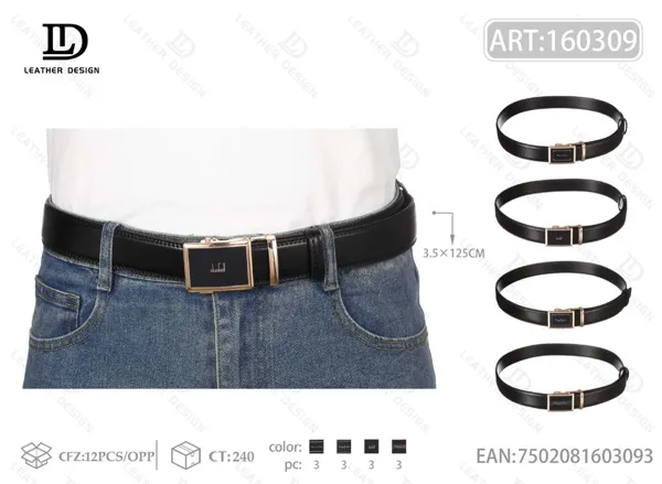 Cinturón de piel genuina para caballero con hebilla automática 4.0cm