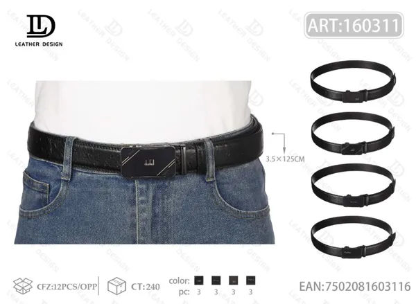 Cinturón de piel genuina para caballero con hebilla automática 4.0cm