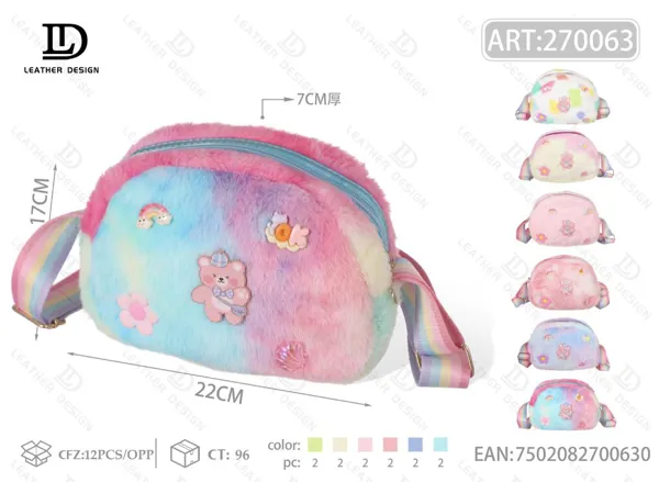 Bolso bandolera de peluche con osito para dama