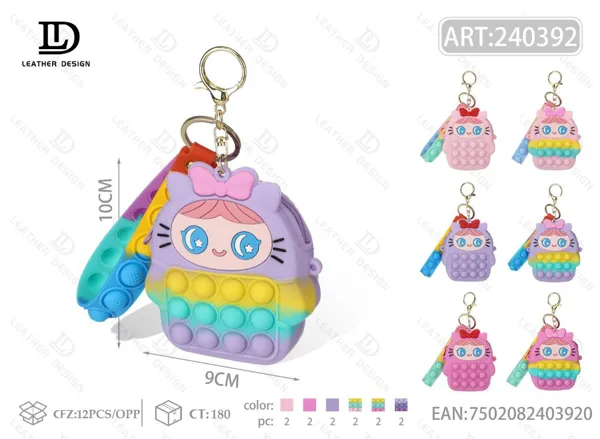 Monedero antiestrés de silicona con diseño de niña