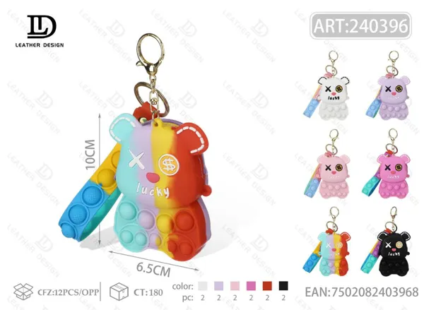 Monedero antiestrés de silicona con diseño de osito