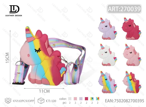 Bolso antiestrés de silicona con diseño de unicornio