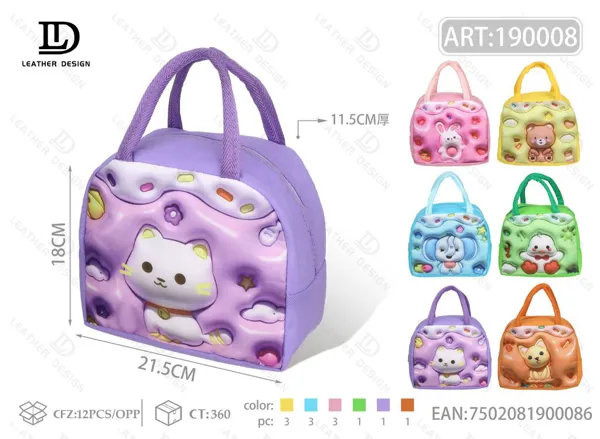 Bolsa térmica de mano de tela no tejida con caricatura