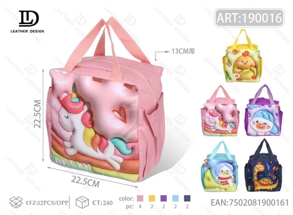 Bolsa térmica de mano con caricatura, tela 600D