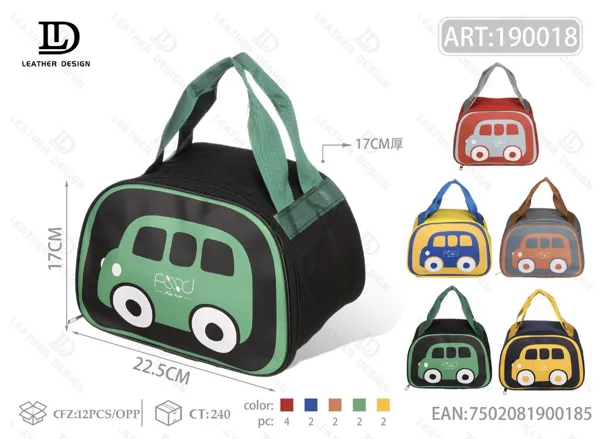 Bolsa térmica de mano con caricatura de autos, tela 300D
