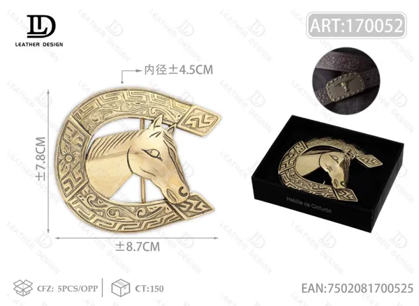 Hebilla grande de cinturón con cabeza de caballo