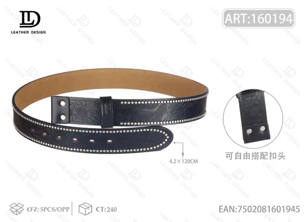 Correa de cinturón vaquera del oeste con cabeza de caballo y remaches 4.2 cm 120 cm