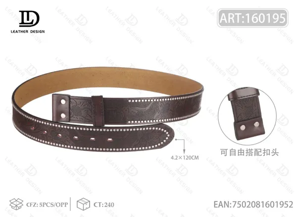 Correa de cinturón vaquera del oeste con cabeza de caballo y remaches 4.2 cm 120 cm