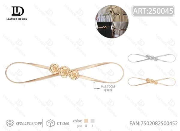 Cinturón cadena elástico liso de aleación para dama