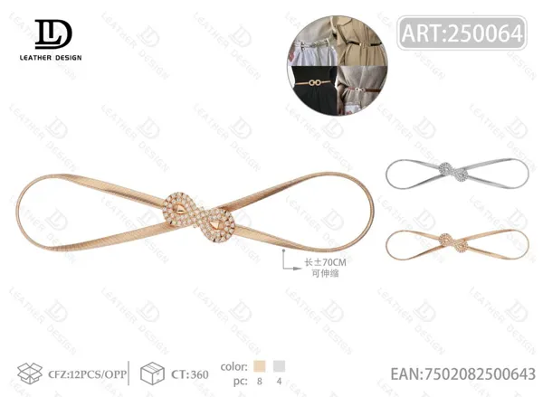 Cinturón cadena elástico con pedrería de aleación para dama