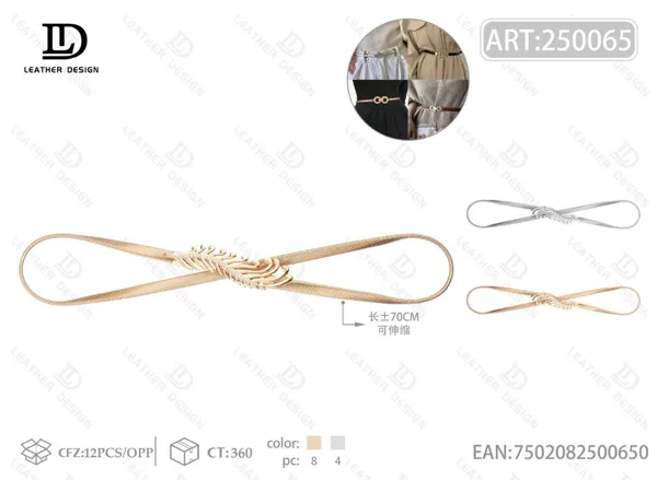Cinturón cadena elástico con pedrería de aleación para dama