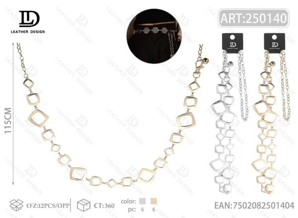 Cinturón de cadena vintage de aleación de zinc para dama