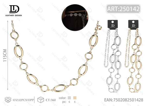 Cinturón de cadena vintage de aleación de zinc para dama