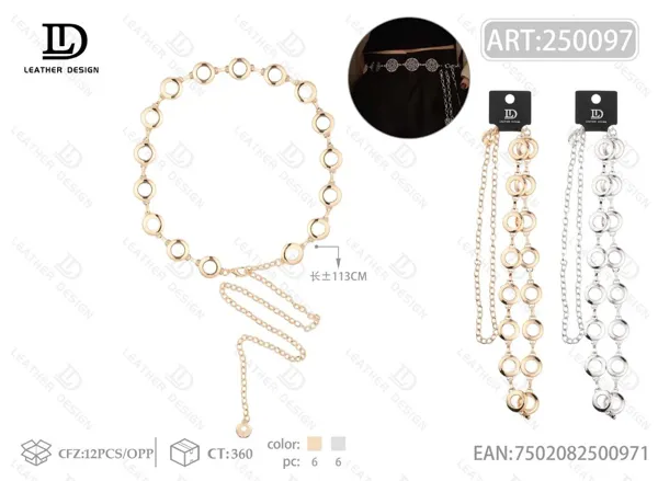 Cadena de cintura vintage de aleación de zinc para dama