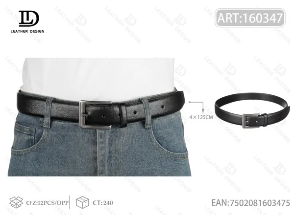 Cinturón para caballero con hebilla de pin de metal 4.0cm 125cm