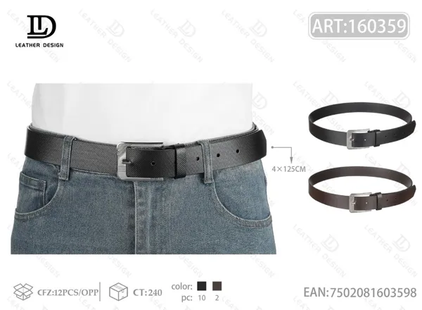 Cinturón para caballero con hebilla de pin de metal grabada a láser 4.0cm 125cm