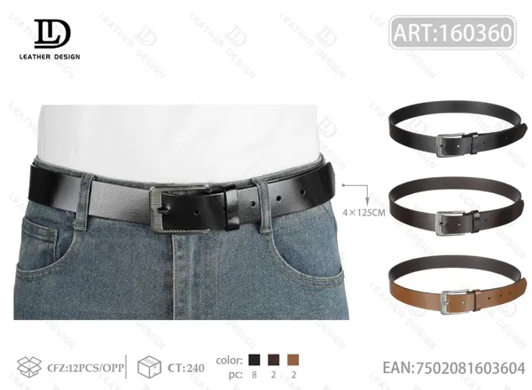 Cinturón para caballero con hebilla de pin de metal grabada a láser 4.0cm 125cm