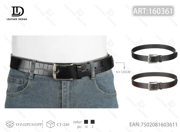 Cinturón para caballero con hebilla de pin de metal grabada a láser 4.0cm 125cm