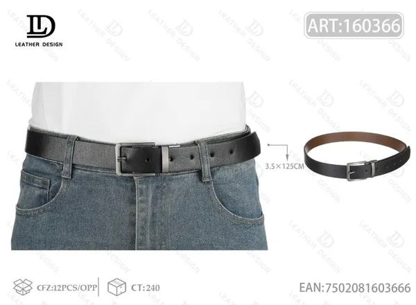Cinturón para caballero con hebilla giratoria de aleación 3.5cm 125cm