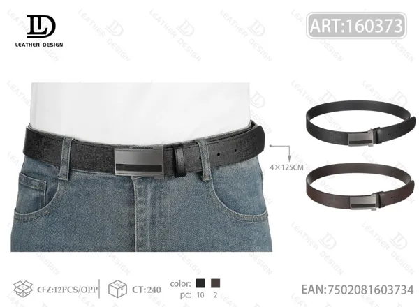 Cinturón para caballero con hebilla giratoria de aleación 4.0cm 125cm