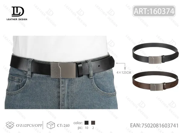 Cinturón para caballero de 4.0 cm con hebilla giratoria de aleación 125cm
