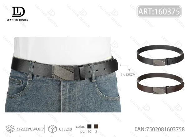Cinturón para caballero de 4.0 cm con hebilla giratoria de aleación 125cm