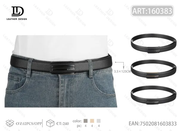 Cinturón para caballero de 3.5 cm con hebilla de aleación 125cm
