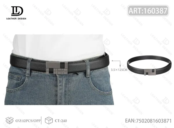 Cinturón para caballero de 3.5 cm con hebilla de aleación 125cm