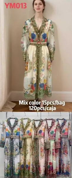 Vestido largo con cinturón