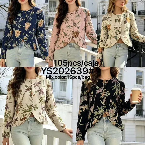 Chaqueta floral de botones