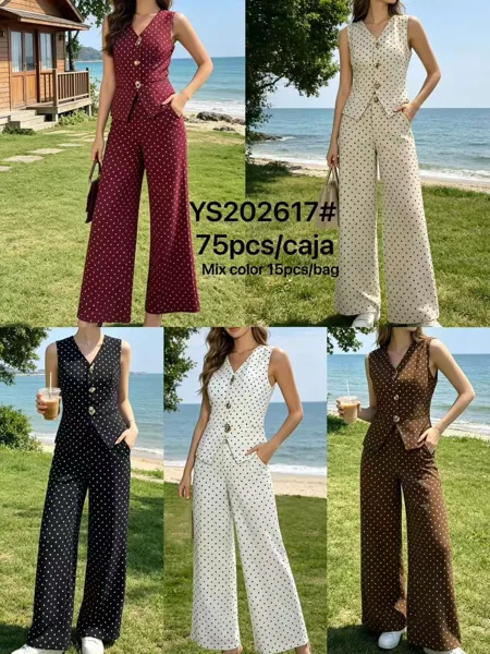 Conjunto de chaleco y pantalón de puntos
