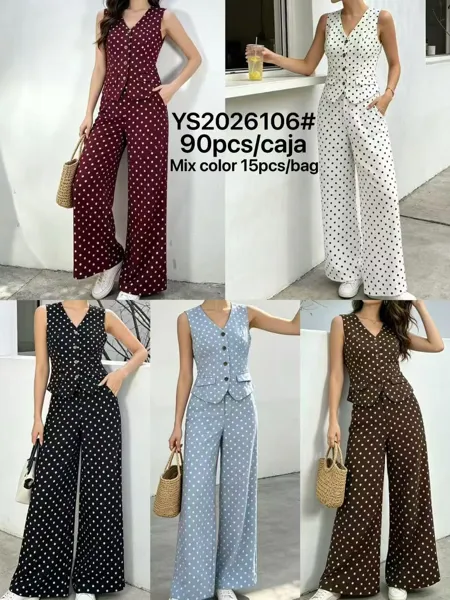 Conjunto de chaleco y pantalón de puntos