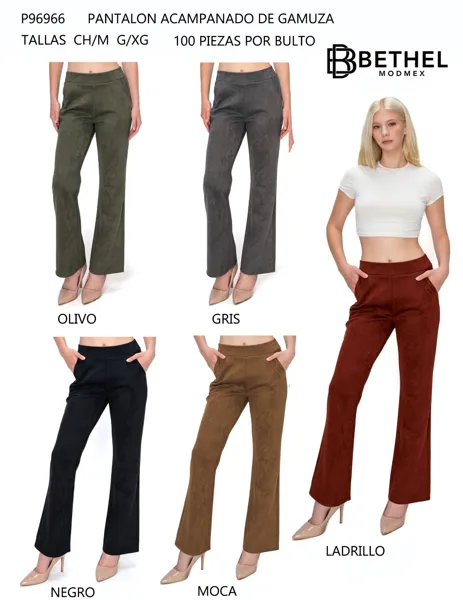 Pantalón acampanado de gamuza